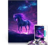 Puzzle for Adults 1000 Pieces Neon Space Cute Horse Toys Educational Games Stress Relieving Enhance love between couples 26x38cm