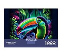Puzzle for Adults 1000 Pieces Neon Toucan Art Print Puzzles for Adults Hands-on Game Difficult Hard Unique Gifts for Birthday And Christmas 52x38cm/1000pcs