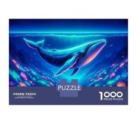 Puzzle for Adults 1000 Pieces Neon Whale Art Print Puzzles for Adults Hands-on Game Difficult Hard Unique Gifts for Birthday And Christmas 52x38cm/1000pcs