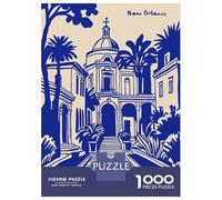 Puzzle for Adults 1000 Pieces New Orleans Architecture And Palm Trees Jigsaws for Adults Family Game Perfect Decoration Unique Gifts for Birthday And Christmas 52x38cm/1000pcs