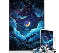 Puzzle for Adults 1000 Pieces Night Sky with Crescent Moon Hands-on Game Difficult Hard Home Decoration Toys Artists Collection, Fine Art (38X52cm)