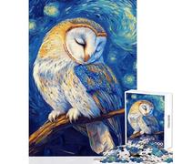Puzzle for Adults 1000 Pieces Owl in Starry Night Hands-on Game Difficult Hard Home Decoration Toys Artists Collection, Fine Art (38X52cm)