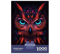 Puzzle for Adults 1000 Pieces Owl Portrait in Neon Colors Jigsaw Puzzle Toy Wall Decor Birthday Present Unique Gifts for Birthday And Christmas 38x26cm/1000pcs