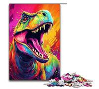 Puzzle for Adults 1000 Pieces Painting of Colorful Dinosaurs Jigsaw Every Piece Is Unique Challenging Family Fun Game 75x50cm