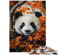 Puzzle for Adults 1000 Pieces Panda in Autumn Leaves- Jigsaw Puzzles for Teenagers Staycation Kill Time Fun Activities at Home Unique Challenge Game (38x26cm/1000pcs)