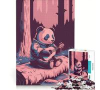 Puzzle for Adults 1000 Pieces Panda Playing Guitar in The Forest, Relaxing Games, Fun Activities at Home, with Matching Poster And Trivia Sheet 50x75cm