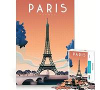 Puzzle for Adults 1000 Pieces Paris France Trave Poster Exact Edge Art Mental Exercise Fun Quiet Play Game Birthday Activity (38x26cm)
