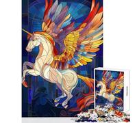 Puzzle for Adults 1000 Pieces Pegasus Stained Glass Hands-on Game Presents for Women Home Decoration Toys Christmas Birthday Gifts (52X38cm)