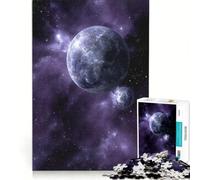Puzzle for Adults 1000 Pieces Planets in A Purple Nebula, Relaxing Games, Fun Activities at Home, with Matching Poster And Trivia Sheet 38x52cm