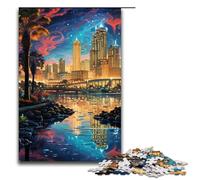 Puzzle for Adults 1000 Pieces Psychedelic San Diego at Night Jigsaw Puzzle Every Piece Is Unique Challenging Family Fun Game 1000 PCS(75x50cm)