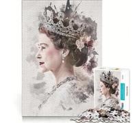 Puzzle for Adults 1000 Pieces Queen Elizabeth II Portrait Relaxing Games Fun Activities at Home with Matching Poster And Trivia Sheet 38x52cm
