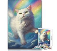 Puzzle for Adults 1000 Pieces Rainbow Cat Adventures Brainteaser Family Games Birthday Present Secret Santa Gifts Size 38x52cm