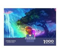 Puzzle for Adults 1000 Pieces Rainbow Lion Waterfall Fantasy Art Puzzles for Adults Hands-on Game Difficult Hard Unique Gifts for Birthday And Christmas 52x38cm/1000pcs