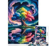Puzzle for Adults 1000 Pieces Rainbow Tree Reflection in Water Home Decoration Toys Great Gifts And Toys Family Game Improving Love between Couples Size 38x26cm
