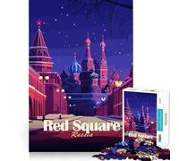 Puzzle for Adults 1000 Pieces Red Square, Russia at Night Exact Edge Art Mental Exercise Fun Quiet Play Game Birthday Activity (38x26cm)