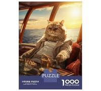 Puzzle for Adults 1000 Pieces Rich Wealthy Cat Yacht Jigsaw for Adults Relax Games Analysis And Logic Birthday And Unique Gifts 38x26cm/1000pcs