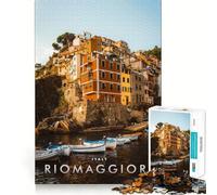 Puzzle for Adults 1000 Pieces Riomaggiore La Spezia Exact Edge Art Mental Exercise Fun Quiet Play Game Birthday Activity (50x75cm)