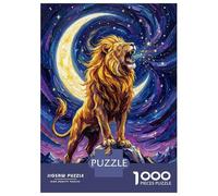 Puzzle for Adults 1000 Pieces Roaring Lion Under Crescent Moon Painting Jigsaw Puzzle Toy Wall Decor Birthday Present Unique Gifts for Birthday And Christmas 38x26cm/1000pcs