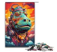 Puzzle for Adults 1000 Pieces Robot Hippo by of Thick Coloured Cloud Jigsaw Every Piece Is Unique Challenging Family Fun Game 75x50cm
