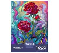 Puzzle for Adults 1000 Pieces Rose Stained Glass Art Print Jigsaws for Adults Toy Wall Decor Presents for Women Unique Gifts for Birthday And Christmas 52x38cm/1000pcs