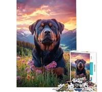 Puzzle for Adults 1000 Pieces Rottweiler in Bloom Jigsaw Puzzles for Teenagers Staycation Kill Time Fun Activities at Home Unique Challenge Game (Size 50x75cm)