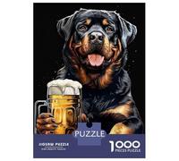Puzzle for Adults 1000 Pieces Rottweiler with Beer Puzzles for Adults Hands-on Game Difficult Hard Unique Gifts for Birthday And Christmas 52x38cm/1000pcs
