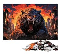 Puzzle for Adults 1000 Pieces Sabretooth Tiger on City Street Jigsaw Every Piece Is Unique - Challenging Family Fun Game 1000 PCS(75x50cm)