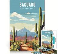 Puzzle for Adults 1000 Pieces Saguaro National Park Exact Edge Art Mental Exercise Fun Quiet Play Game Birthday Activity (38x52cm)