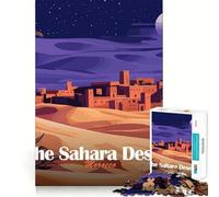 Puzzle for Adults 1000 Pieces Sahara Desert Morocco Night Landscape Exact Edge Art Mental Exercise Fun Quiet Play Game Birthday Activity (38x26cm)