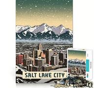 Puzzle for Adults 1000 Pieces Salt Lake City Exact Edge Art Mental Exercise Fun Quiet Play Game Birthday Activity (38x26cm)