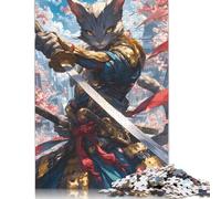 Puzzle for Adults 1000 Pieces Samurai Cat Warrior Jigsaw Puzzles for Adults Jigsaw Puzzle for Teens Puzzle Game Toy Gift 1000pcs (75x50cm)