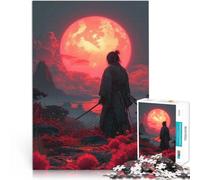 Puzzle for Adults 1000 Pieces Samurai Cherry Moon Japan Intellektuelles Spiel Lernspiel für Geburtstag, Weihnachten38x26cm