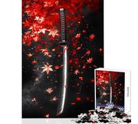 Puzzle for Adults 1000 Pieces Samurai Sword with Falling Leaves Puzzles for Teenagers Birthday Present Difficult And Challenge Toy Intellectual Game (38x26cm)