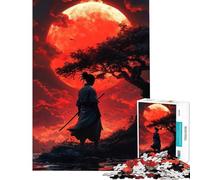 Puzzle for Adults 1000 Pieces Samurai Under Blood Moon Help The Brain Exercise Presents for Women Anti-Stress Toys for Ages 14 And over (50x75cm)