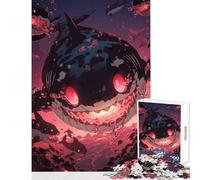 Puzzle for Adults 1000 Pieces Sharks Glowing Red Eyes Anti-Stress Toys Art Work Gift Fun Games with Fully Interlocking Randomly Shaped Pieces Size 38x52cm