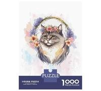 Puzzle for Adults 1000 Pieces Siberian Cat Watercolor Jigsaw for Adults Relax Games Analysis And Logic Birthday And Unique Gifts 52x38cm/1000pcs