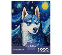 Puzzle for Adults 1000 Pieces Siberian Husky Van Gogh Jigsaw for Adults Relax Games Analysis And Logic Birthday And Unique Gifts 52x38cm/1000pcs