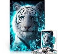 Puzzle for Adults 1000 Pieces siberian tiger blue fire Family Activity 26x38cm deal as gifts for the whole family for 14+