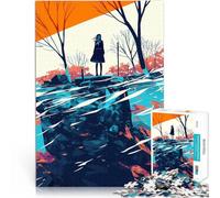 Puzzle for Adults 1000 Pieces Silhouette Girl by the Water Herausfordernd Schwierig Tolle Geschenke und Spielzeuge75x50cm