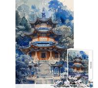 Puzzle for Adults 1000 Pieces Sipadeng Temple Practical Game Stress Reliever Toy Wall Decor Artists Collection, Fine Art (50X75cm)
