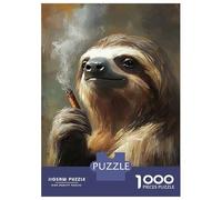 Puzzle for Adults 1000 Pieces Sloth Smoking Cigar Adult Jigsaw Puzzle Hands-on Game Precision Cutting for Is Ideal As A Gift 70x50cm/1000pcs