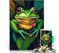 Puzzle for Adults 1000 Pieces Smiling Frog on Leaf Pädagogisches Spielzeug zum Stressabbau Perfekte Dekoration38x26cm
