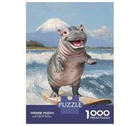 Puzzle for Adults 1000 Pieces Smiling Hippo Surfing Jigsaw Puzzle Toy Wall Decor Birthday Present Unique Gifts for Birthday And Christmas 52x38cm/1000pcs