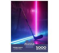 Puzzle for Adults 1000 Pieces Sport Neon Hockey Stick Jigsaw for Adults Relax Games Analysis And Logic Birthday And Unique Gifts 38x26cm/1000pcs