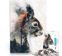 Puzzle for Adults 1000 Pieces Squirrel Woodland Whisper Lernspiele DIY Spielzeug Lernspiel für Geburtstag, Weihnachten75x50cm