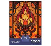 Puzzle for Adults 1000 Pieces Stained Glass Fire Lotus Design Puzzles for Adults Hands-on Game Difficult Hard Unique Gifts for Birthday And Christmas 52x38cm/1000pcs