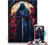 Puzzle for Adults 1000 Pieces Stained Glass Knight Trainieren Sie Ihr Gehirn und Ihre Hände für Heimdekoration38x26cm