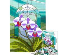 Puzzle for Adults 1000 Pieces Stained Glass Orchid Grace Jigsaw Puzzle 1000 Home Decoration Toys Perfect Decoration Gifts for Friends And Family (38x52cm)