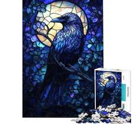 Puzzle for Adults 1000 Pieces Stained Glass Raven Help The Brain Exercise Presents for Women Anti-Stress Toys for Ages 14 And over (38x26cm)