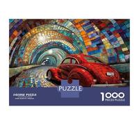 Puzzle for Adults 1000 Pieces Stained Glass Tunnel with Car Puzzles for Adults Hands-on Game Difficult Hard Unique Gifts for Birthday And Christmas 38x26cm/1000pcs
